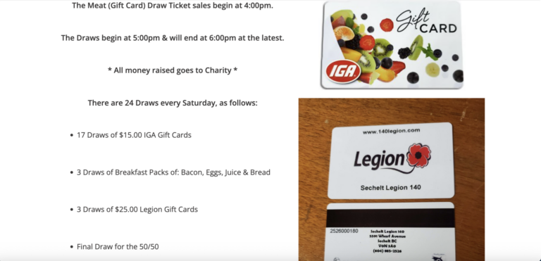 Sechelt Legion 140 Bar & Grill Meat Draw